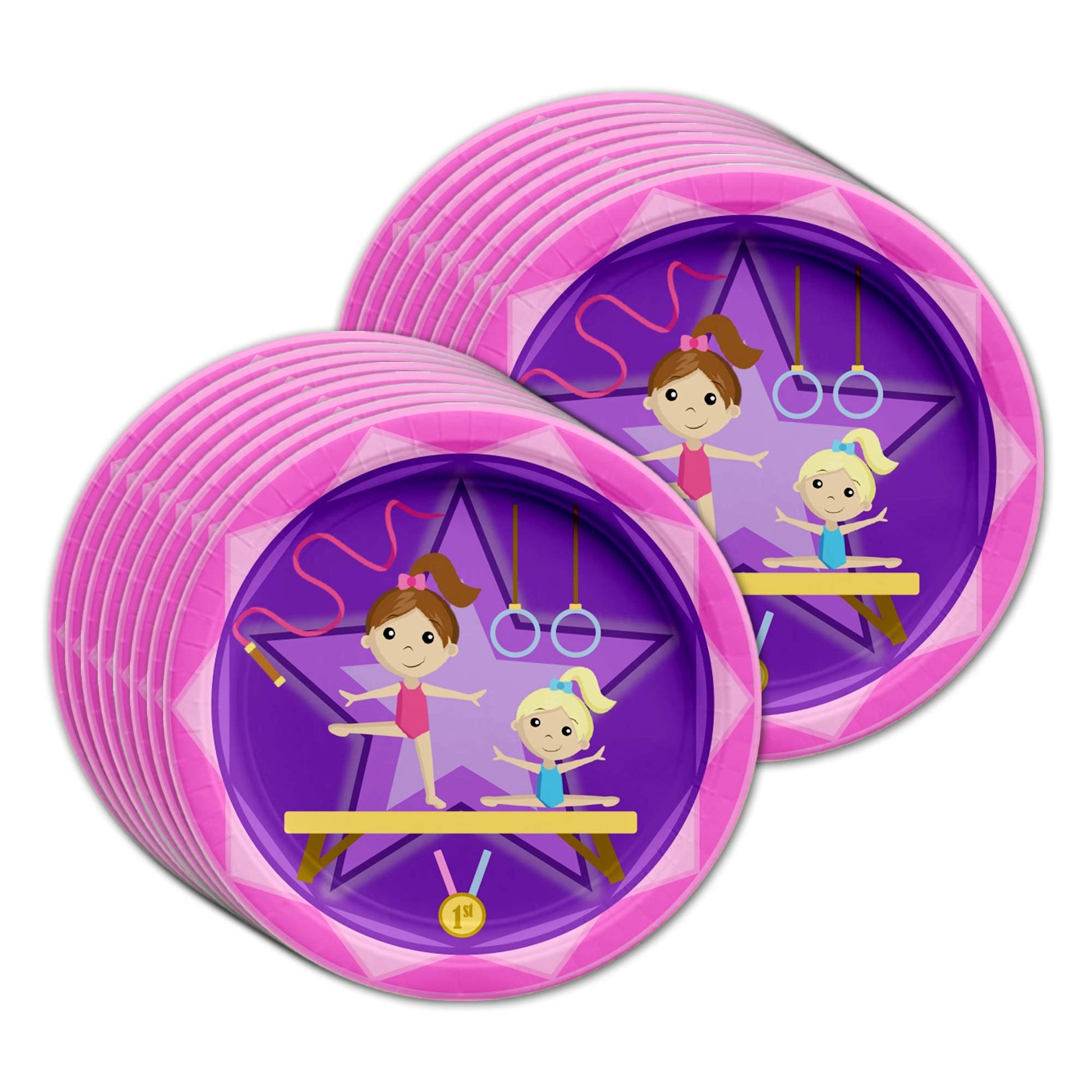 Gymnastics Star Birthday Party Supplies Set Plates Napkins Cups Tableware Kit for 16