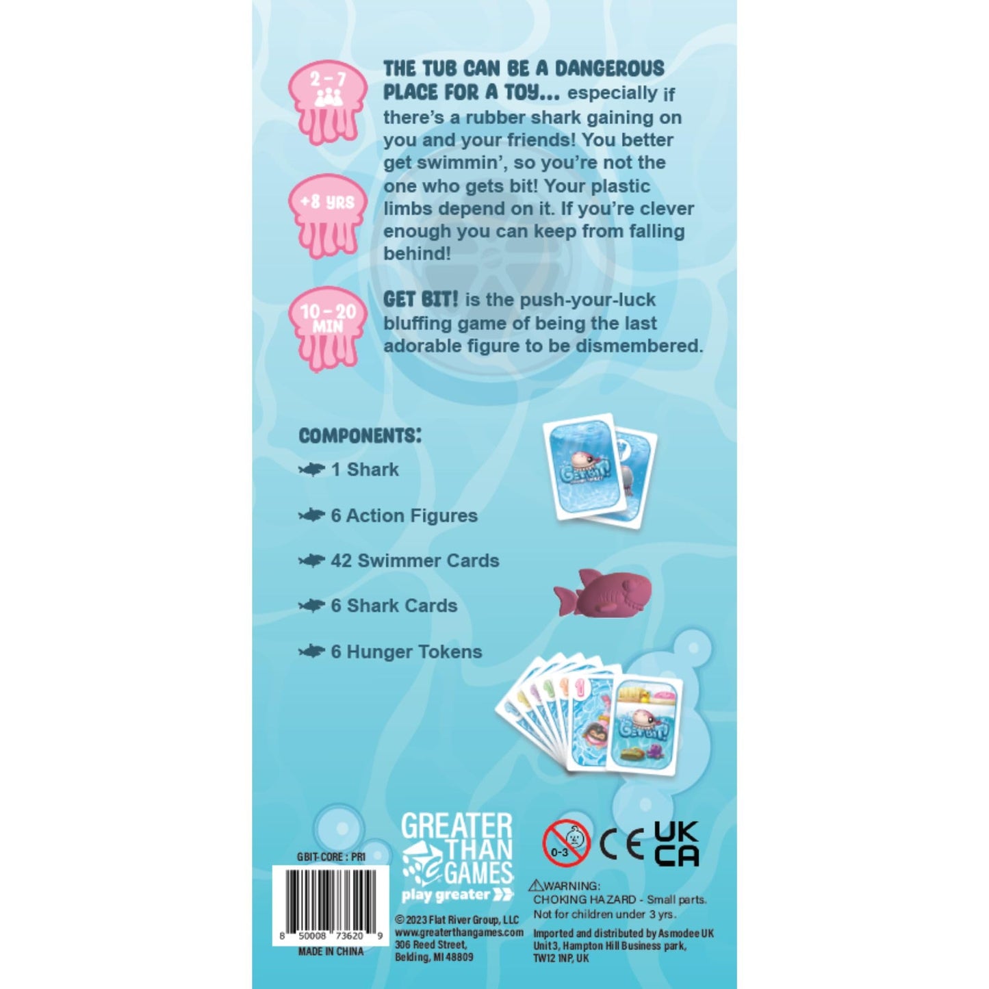 Greater Than Games | Get Bit | Family Card Game | Party Game for Adults and Family | Escape the Shark | 3 to 6 Players | Ages 7+ | 20 Minutes