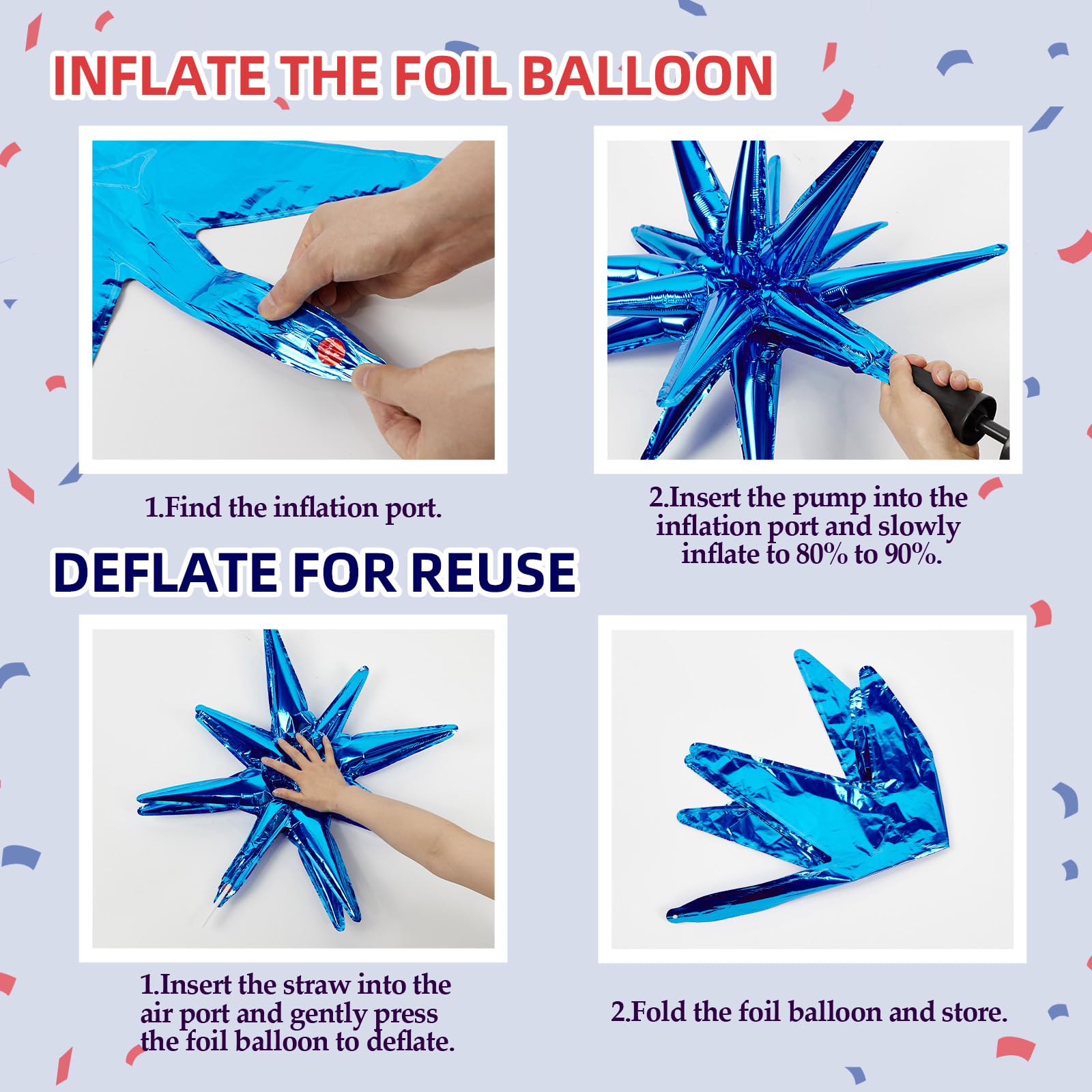 Red White and Blue Balloons Garland Arch Kit, 5 10 12 18 inch Red White Blue Confetti Latex Balloons for 4th of July Graduation Baseball Birthday