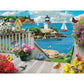 Bits and Pieces - 500 Piece Jigsaw Puzzle for Adults - Seacoast Serenity - Ocean Boat Birds Summer Light House Flower Jigsaw Puzzle by Artist Alan