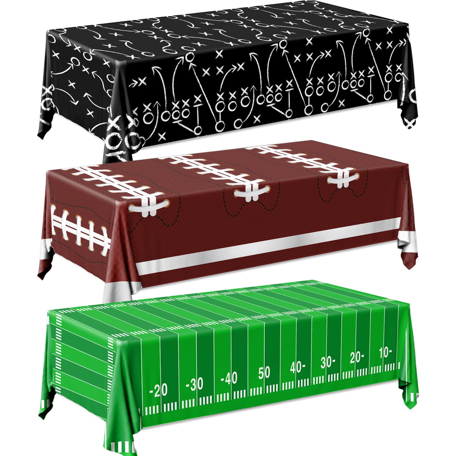 Pymurod Football Party Decorations Tablecloth Disposable Plastic Touchdown Table Cover Game Day Tailgate Decorations Football Themed Birthday Party