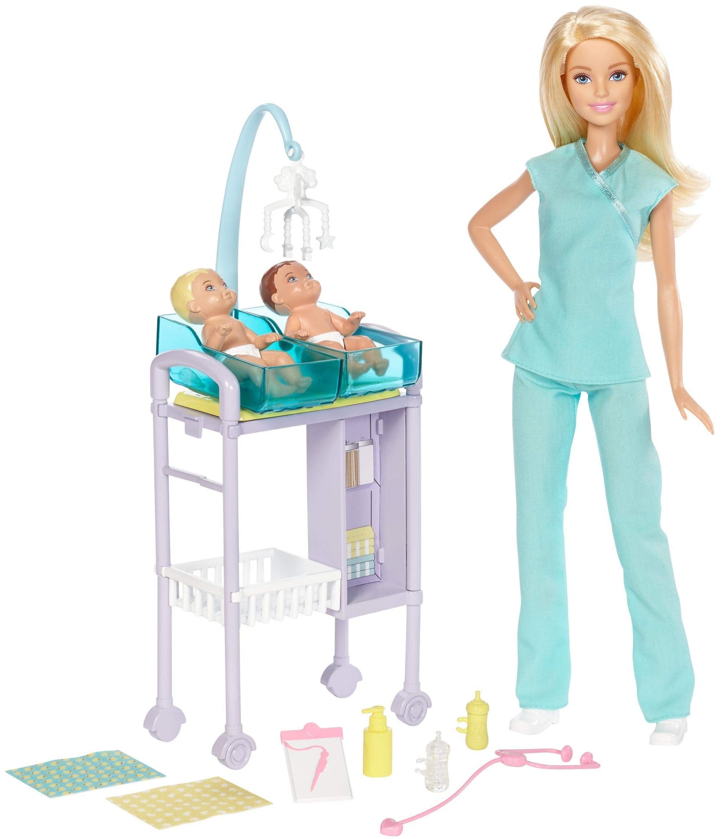 Barbie Doll Baby Doctor Play Set with Two Patients