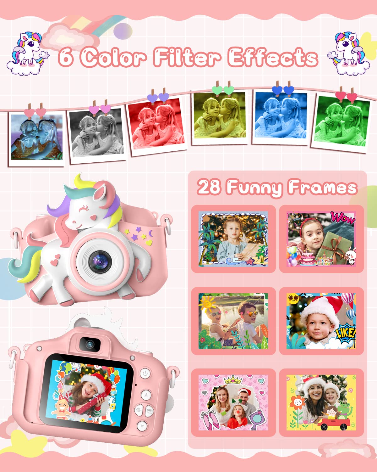 Kids Camera for 3-8 Years Old Toddlers Childrens Boys Girls Selfie Camera 20 MP HD 1080P IPS Screen Dual Digital Toy Camera for Kids Christmas