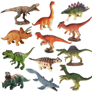 RUSON 12 Pcs Mini Dinosaur Animals Figures Toys, Realistic Dinosaur Playset Figurines Cake Topper Toy Set Christmas Birthday Easter Egg Gift Party