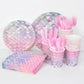 168 Pcs Mermaid Birthday Party Decorations Plates Set for 24 Princess Girls