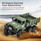 XINGRUI 1:18 RC Military Truck, 50 Min Playtime Remote Control Car, 2.4Ghz 4WD Off-Road Vehicle, All Terrain Toy with LED Lights, Gift for Boys Girls
