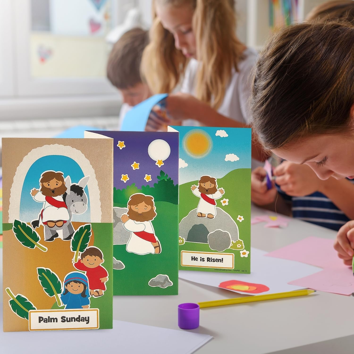 Fun Express Holy Week Fold Out Sticker Scene for Easter, 12 Pieces