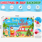 Christmas in July Backdrop 72x43 Inch Polyester Fabric, Baby Its Warm Outside Summer Santa Beach Party Decorations, Tropical Holiday Photo Background