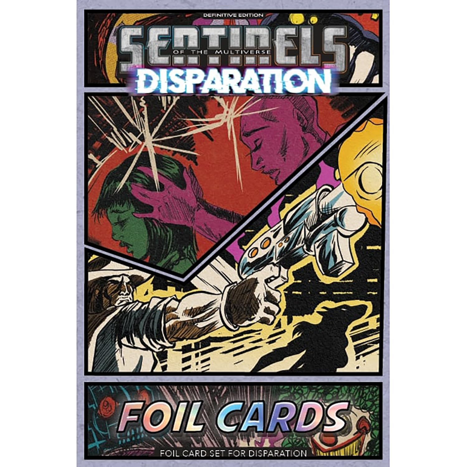 Greater Than Games: Sentinels of The Multiverse: Disperation - Foil Card Pack 3, Cooperative Strategy Board Game Accessory, Premium Component Upgrade
