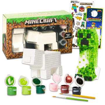 Minecraft Paint Your Own Figurines Set - Bundle with DIY Painting Set Featuring Minecraft, & More | Minecraft Painting Kit for Kids
