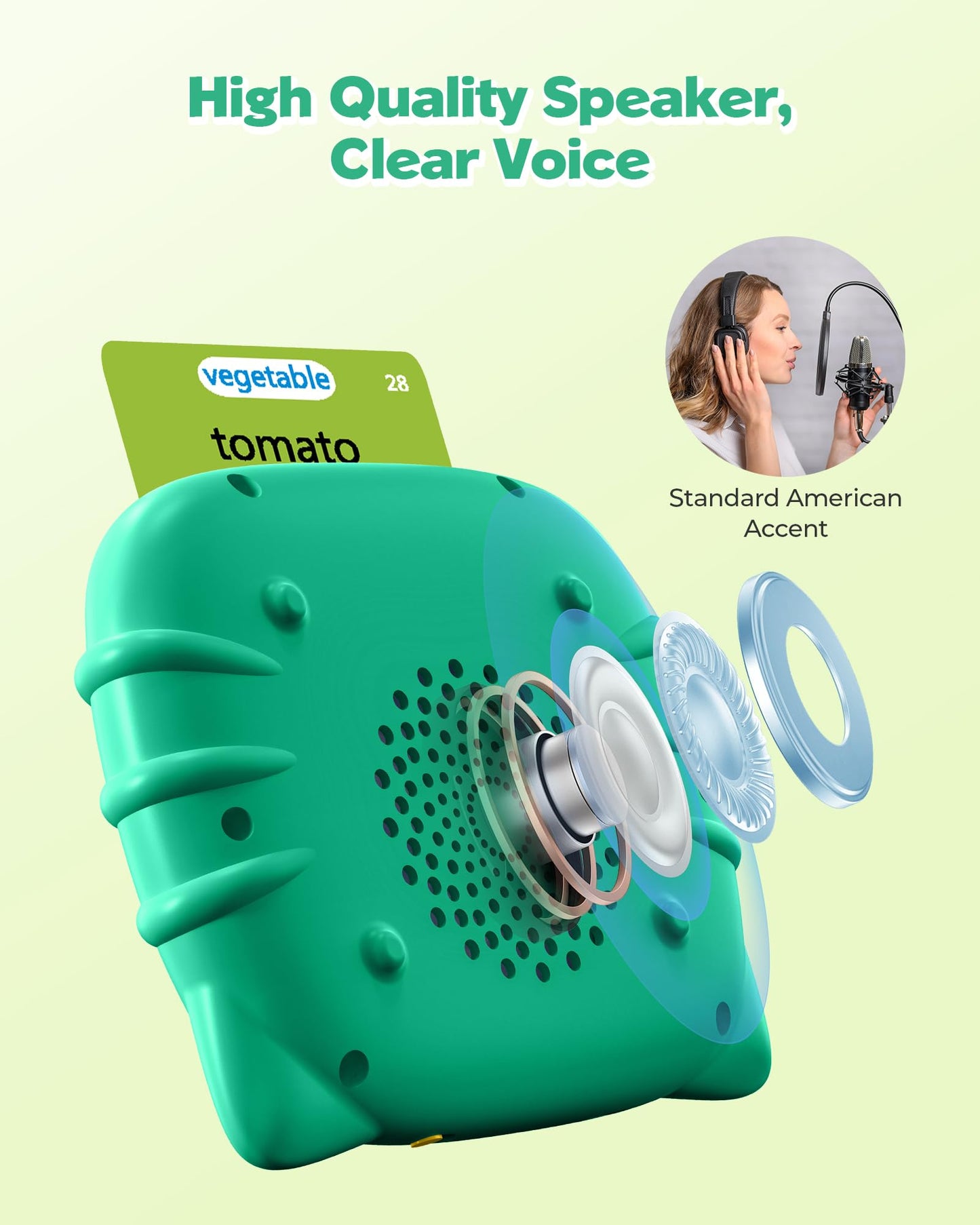Airbition Talking Flash Cards for Toddlers 1 2 3 4 Year Olds, Green