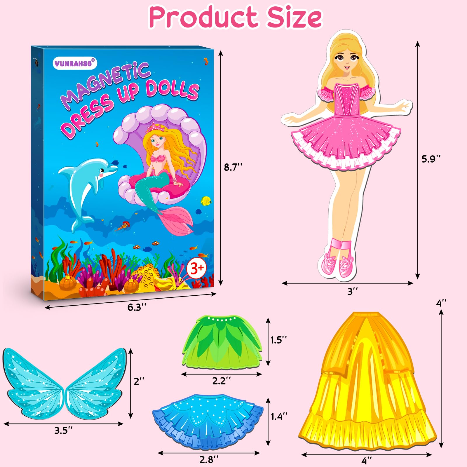 Magnetic Dress Up Dolls Girls Toys Princess Mermaid Fairy Ballerina Fridge Magnets Puzzles Toddlers 3-5 Pretend Play Car Road Trip Airplane Travel