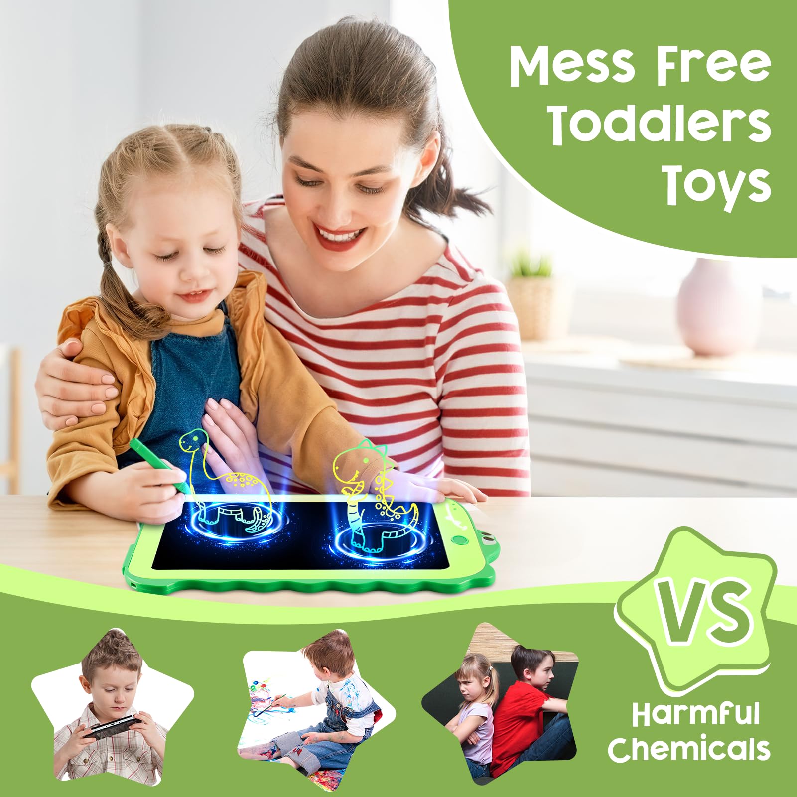 Teriph LCD Writing Tablet for Kids, Colorful Toddlers Toys Drawing Board, Educational Kid Toys, Doodle Pad Dinosaur Toy for 3 4 5 6 7 8 Year Old Boys