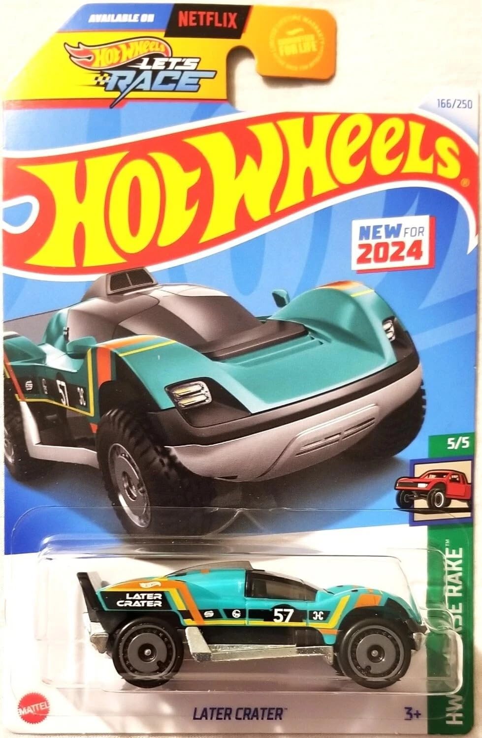 Hot Wheels Later Crater Die-Cast Car, Green, New for 2024, HW Reverse Rake 5/5, 166/250
