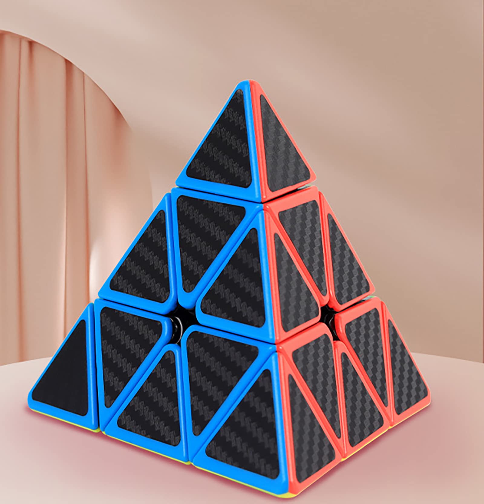 Pyramid Speed Cube Carbon Fiber Sticker Puzzle Cube 3X3X3 Speed Cube Triangle Magic Cube Puzzle Toy Magic Cube Puzzles 3X3