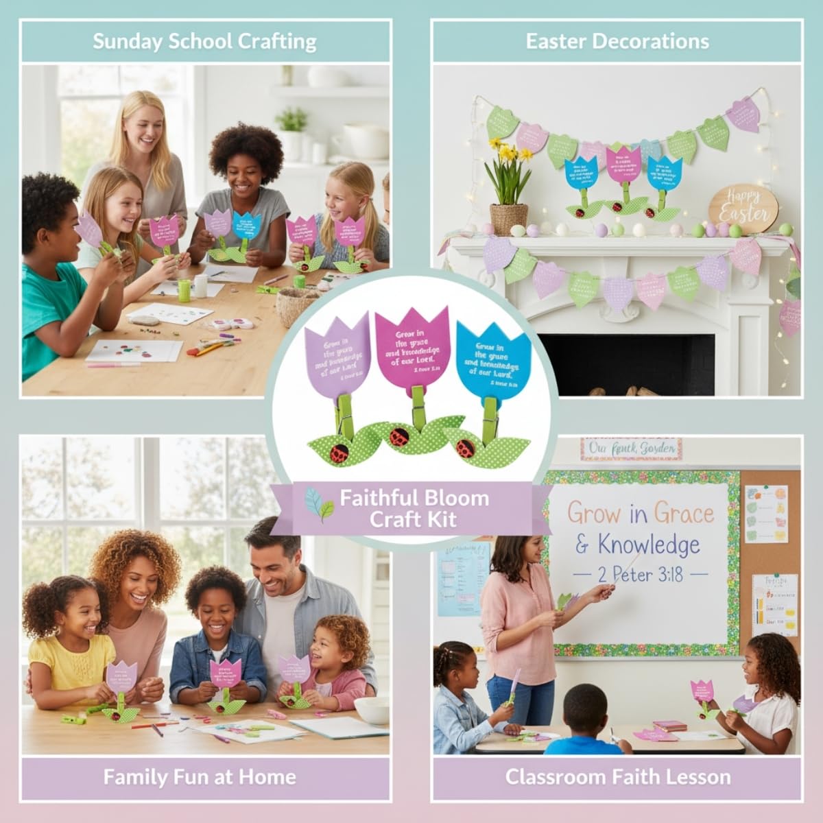 Fun Express 3-D Growing in His Word Tulip Craft Kit - Creative Kids Craft Activity for Religious Projects Home Church & Fun Events - Perfect