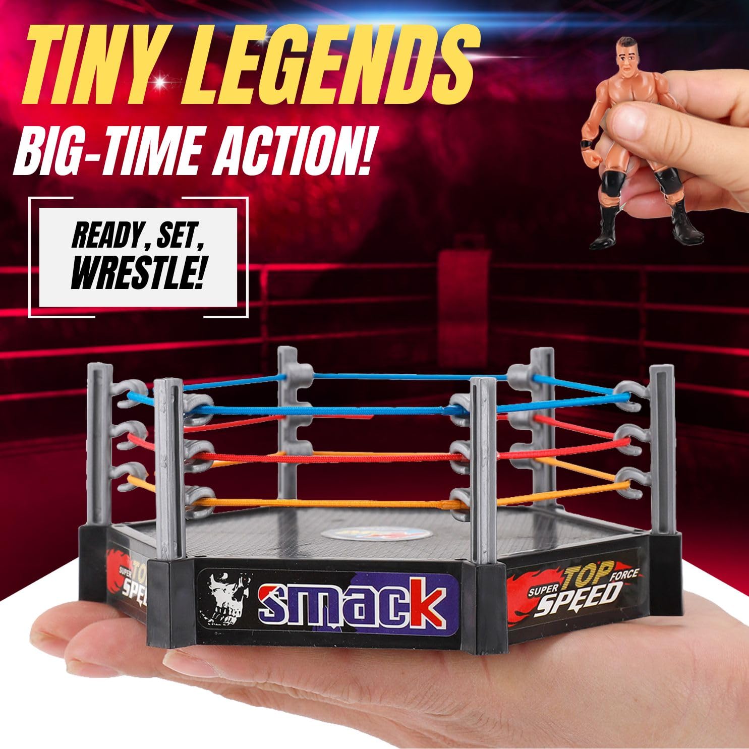 Liberty Imports Ultimate 32-Piece Wrestling Miniature Toys for Kids Pretend Play, Wrestler Figures with 2 Rings & Realistic Accessories for Boys