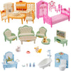 36Pcs Dollhouse Furniture Set,Miniature 1:12 Scale Dolls House Accessories with Cat,Dog,Kitchen, Dining Room, Living Room,Bedroom for Playhouse