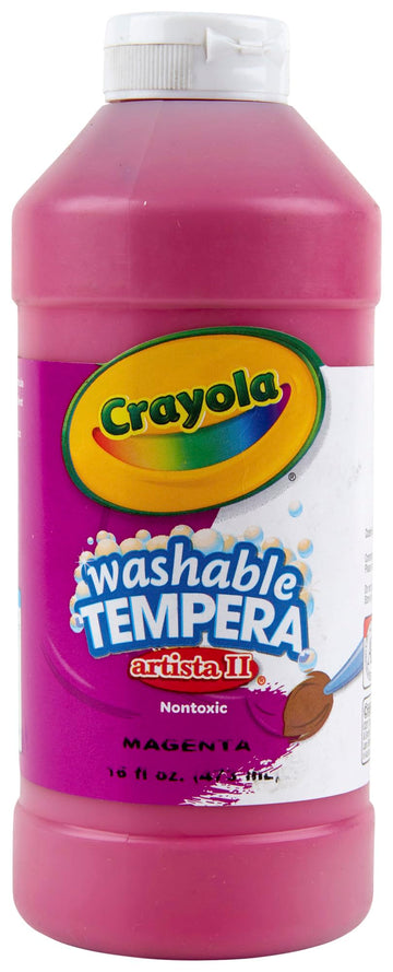 Crayola Washable Tempera Paint for Kids, Pink Paint, Classroom Supplies, Non Toxic, 16 Oz Squeeze Bottle