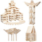 NiToy Wooden Plank Building Blocks 200PCS Sensory Toy for Kids, Montessori STEM Playset with Natural Pine Wood Creative Shapes for Educational