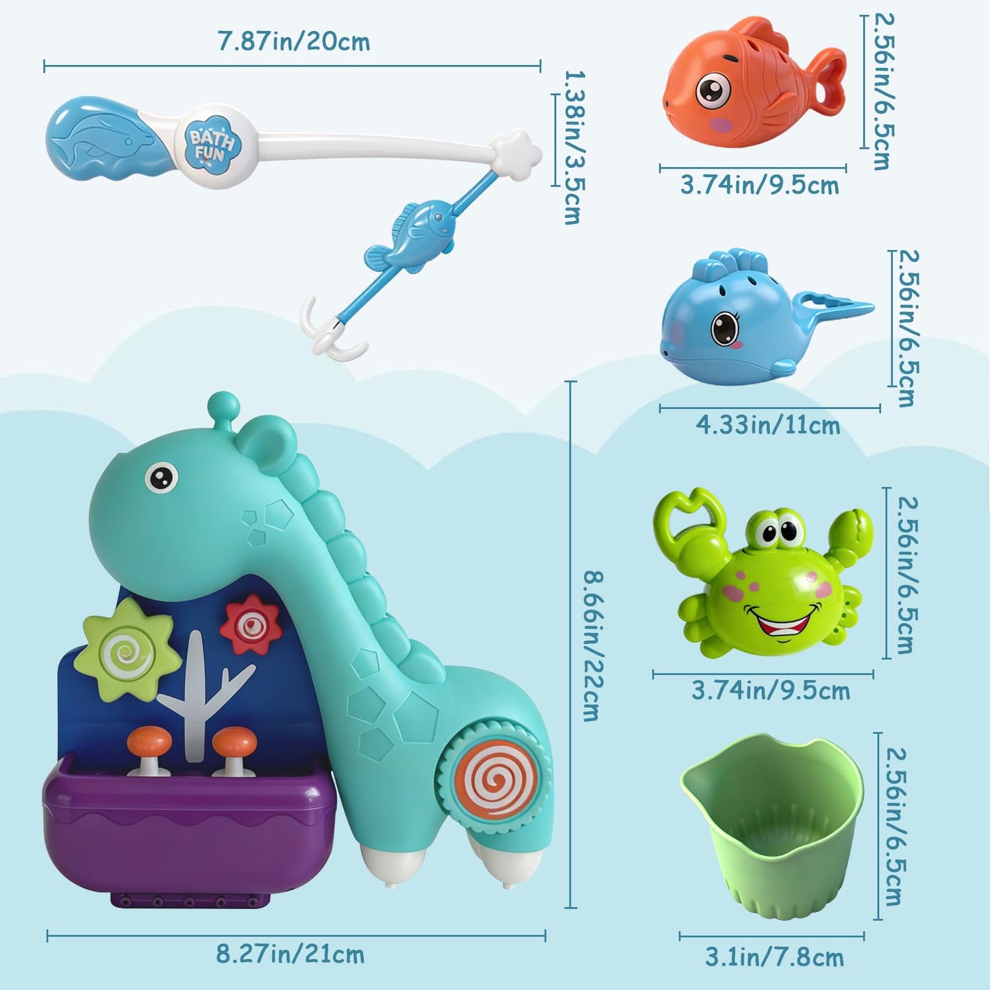 Uermis Toddler Bath Toys for Kids Ages 1-3, Waterfall Giraffe Interactive Bathtub Toys for Baby Boys Girls Gifts, Early Developmental Shower Toy
