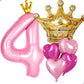 Princess 4th Birthday Party Decorations, 40 inch Large Pink Crown 4 Balloon for Girls’ Princess Royal Birthday Decorations, Party Supplies Favors