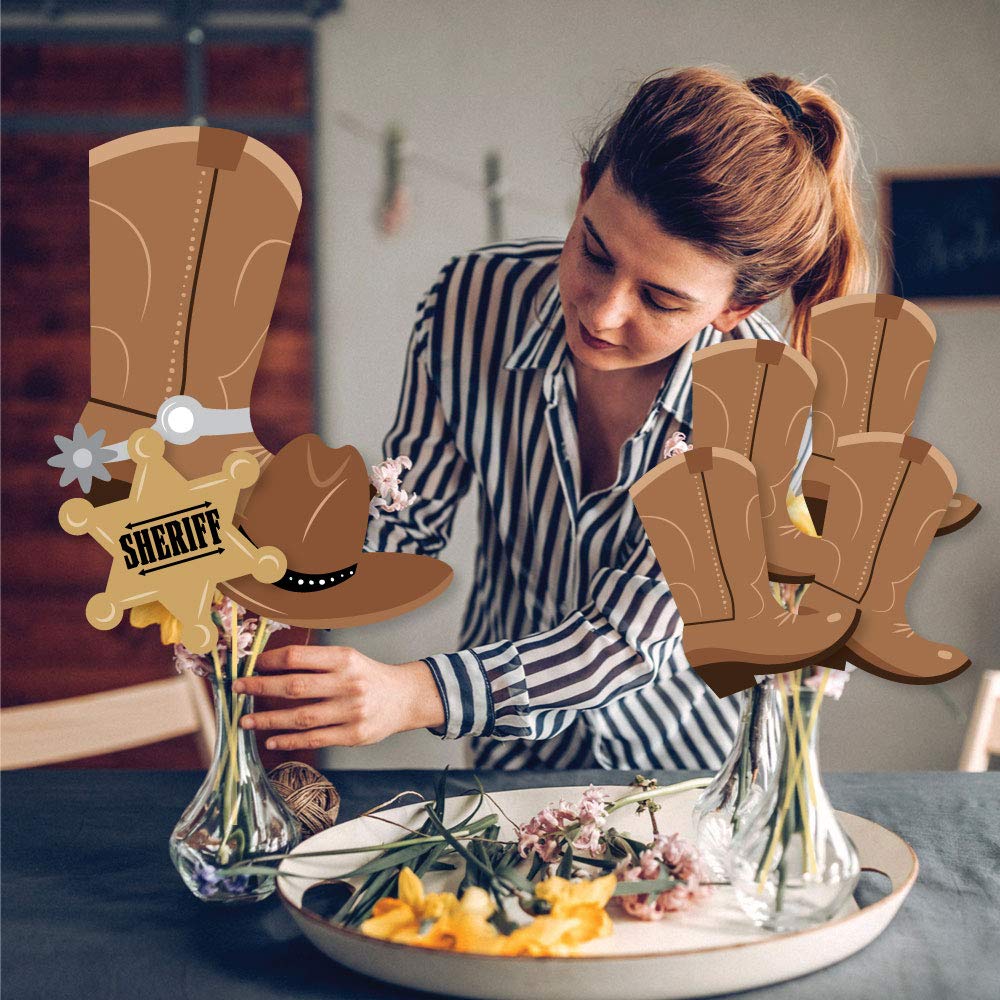 Big Dot of Happiness Western Hoedown - Wild West Cowboy Party Centerpiece Sticks - Showstopper Table Toppers - 35 Pieces