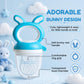 BunnyLuxe Silicone Baby Fruit Feeder for 4 to 10 Months Plus Baby Food Feeder Pacifier for Safe Self Feeding Teething Relief Fresh Food and Baby Led