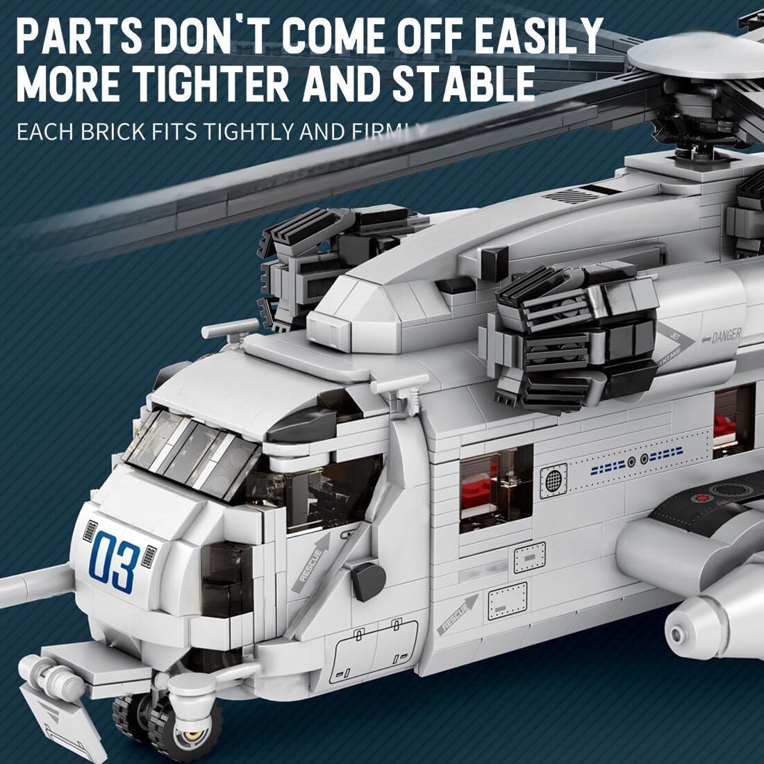 FULHOLPE CH-53 Sea Stallion Transport Helicopter Building Blocks Set, MOC Military Aircraft Model Bricks Construction Toy Compatible with Major Brands