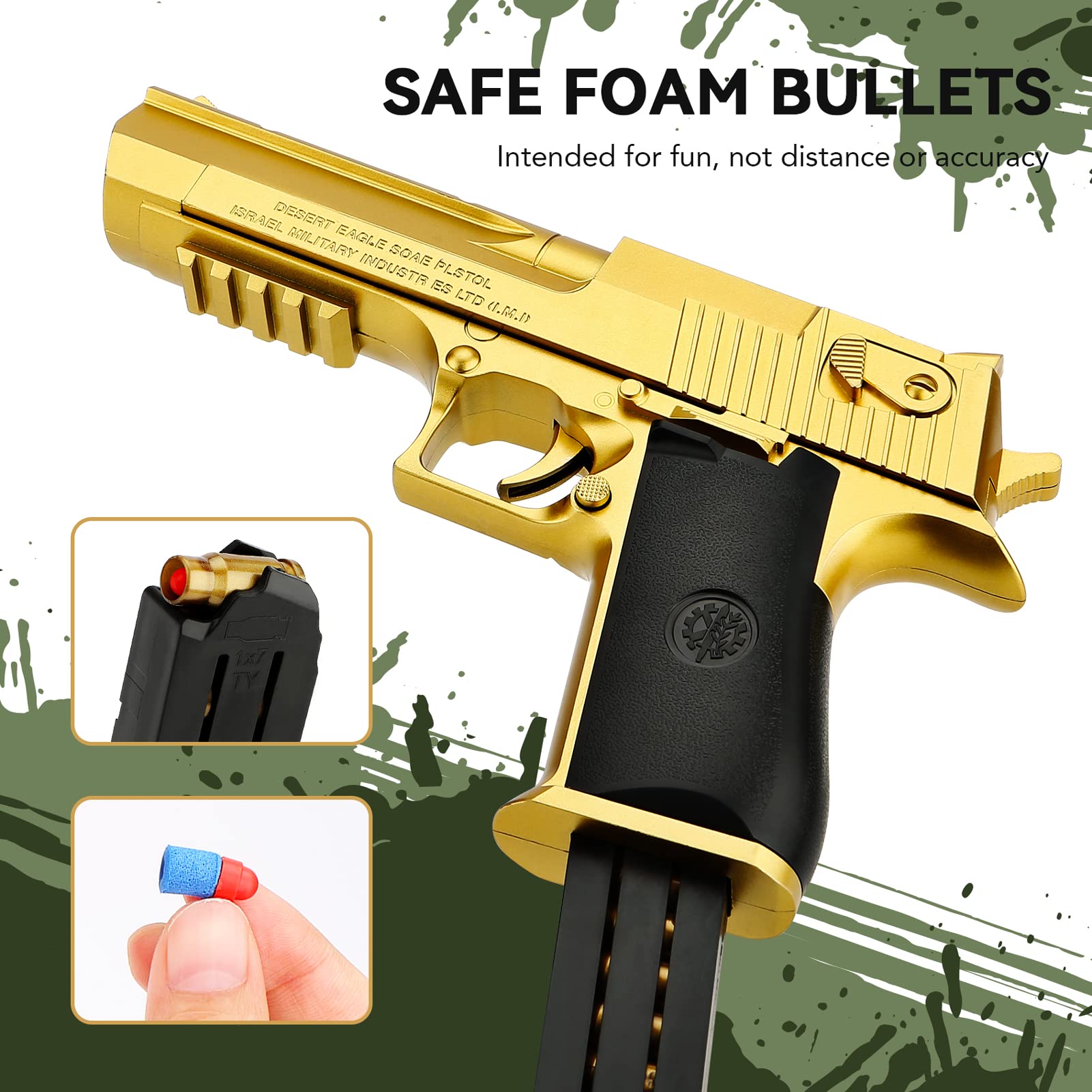 Toy Gun with Soft Bullets, Reloading Rebound Shell Ejecting Shooting Games Soft Foam Blaster, Education Model Toys, Birthday for Boy Age14+ Years Old