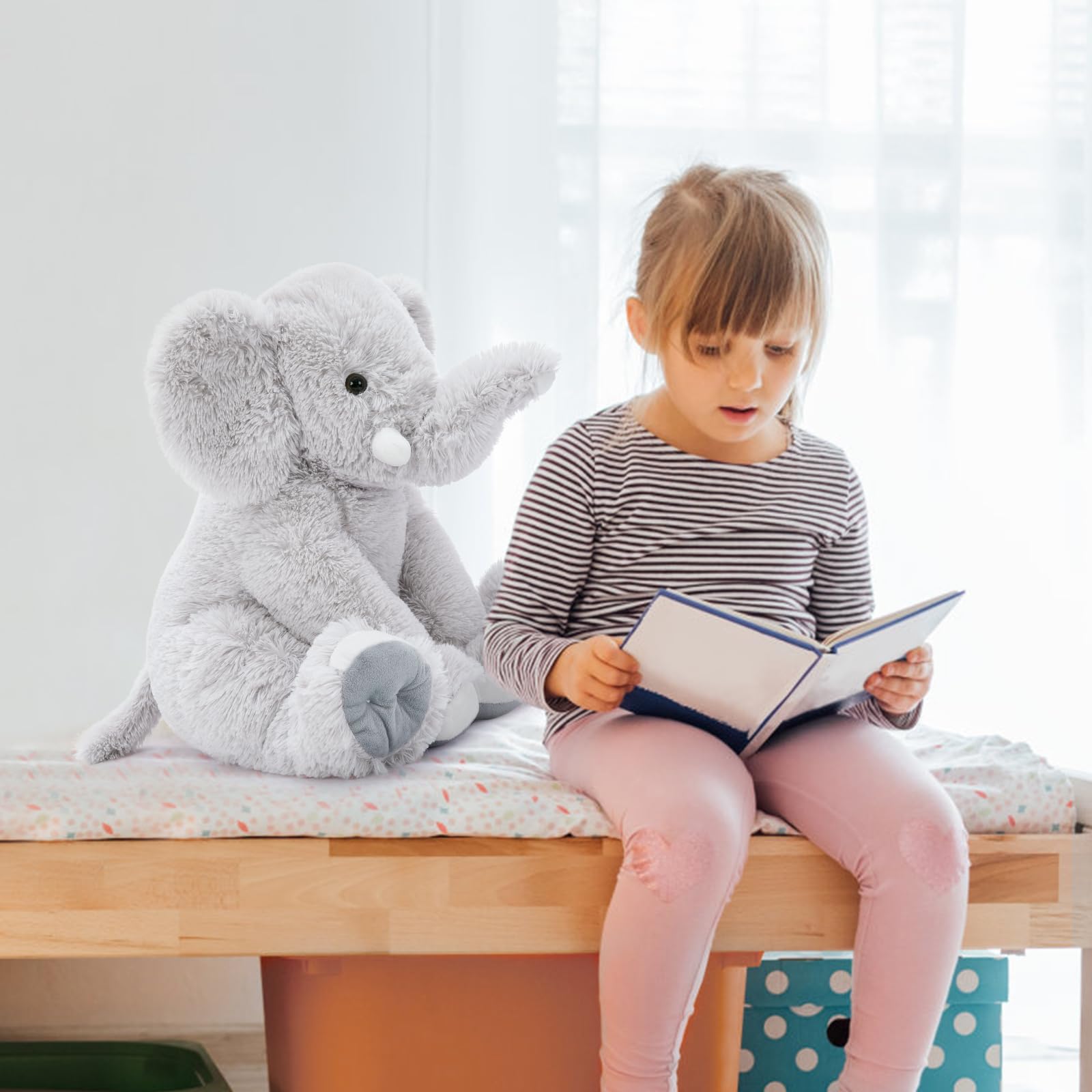 Toys Studio 19.6 Inch Stuffed Elephant Giant Plush Grey Elephant Stuffed Animal for Kids Girls Birthday Gifts Christmas Valentine's Day Mother's Day