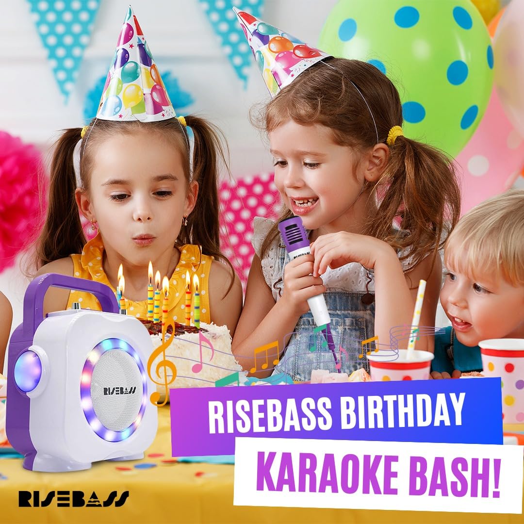 Karaoke Machine for Kids - Bluetooth Speaker with 2 Microphone - Portable Kids Karaoke Machine for Girls and Boys - Birthday Gift for Girls and Boys
