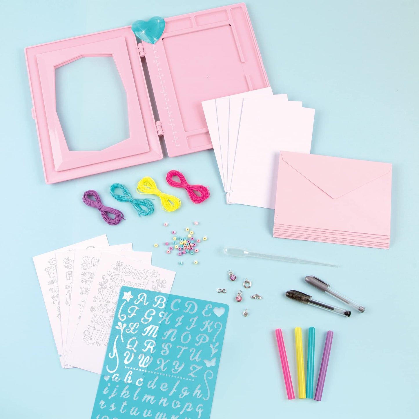 Make It Real: DIY Jewelry & Art Gift Station - Create 8 Bracelets & Cards, 76 Piece Kit, Calligraphy & Watercolor Designs Made Easy, Tweens & Girls