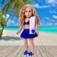 Bikini Mini - 4 Piece Bikini Outfit - Skirt, Bikini Top, Matching Flip Flops and Beach Blanket - Clothes Fits 18 Inch Doll (Doll Not Included)
