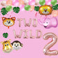Two Wild Birthday Decoration Set Jungle Balloons for Girls 2nd Birthday