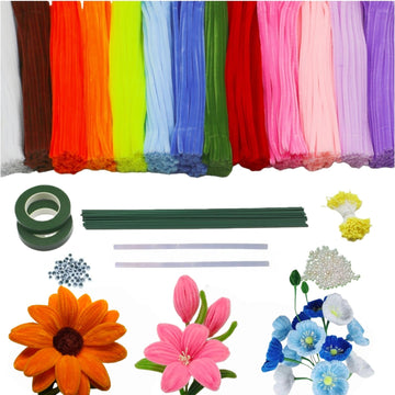 zoqdtu 500 Pcs Pipe Cleaners Flower Craft Kit, 13 Colors 12 in x 7mm