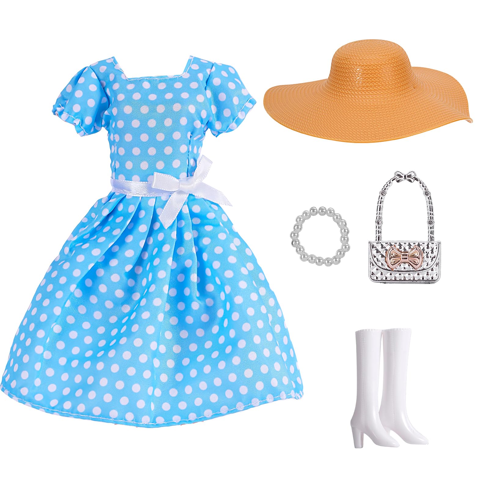 Doll Clothes, 5 Sets Outfits Winter Dresses Pants Windbreaker Hat for 11.5 inch Dolls Accessories Random Style (G)