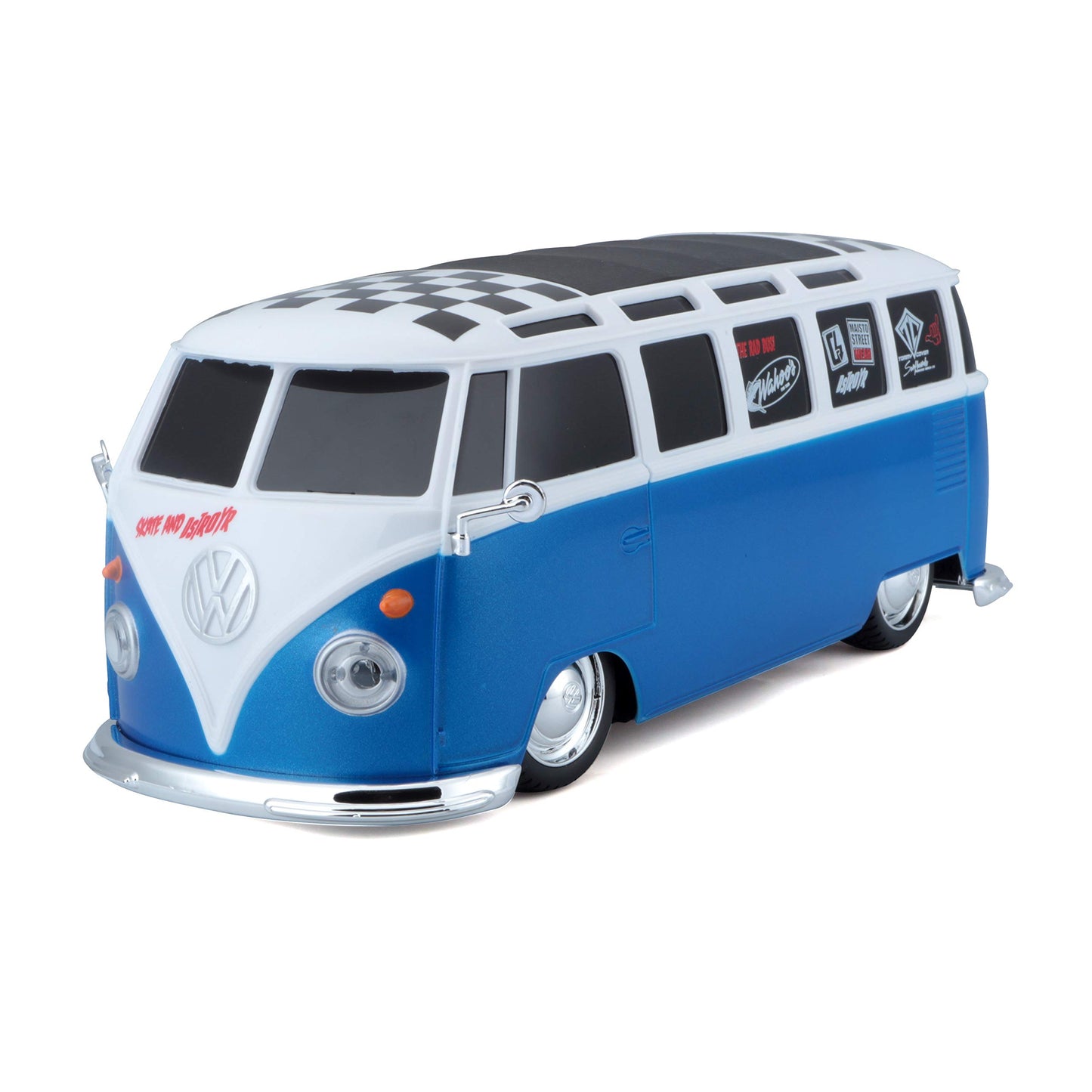 Maisto 1:24 RC VW Van Samba 2.4GHZ Remote Control Vehicle, White/Blue (81529-00000009)