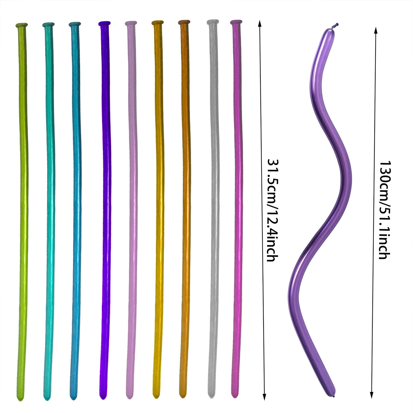 LXZFCRG 100pcs 260 Long Balloons Kit with Pump, Shiny Metallic Latex Twisting Balloon for Balloon Animals, Magic Balloons for Birthdays Wedding Party