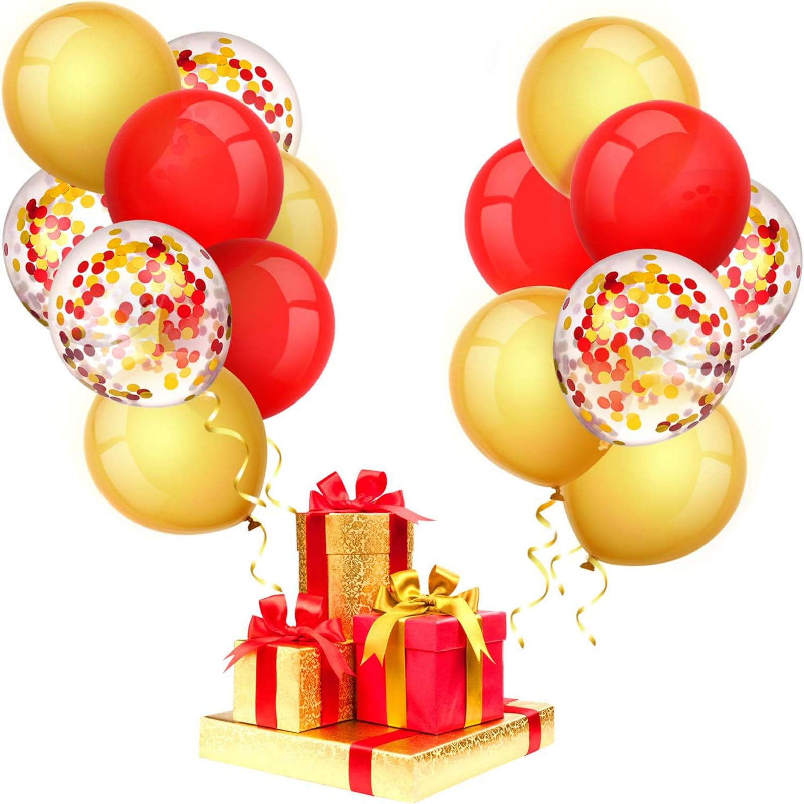 TecUnite 80 Pcs Red and Yellow Confetti Balloons 12 Inch for Wedding Event Party Arch Balloons Baby Shower Birthday Party Decorations Supplies