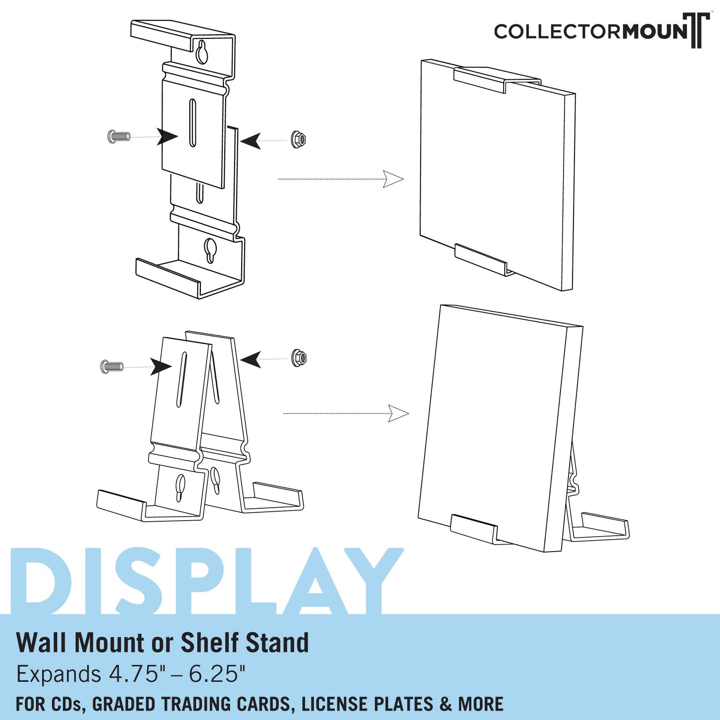 CollectorMount™ Graded Card Display, Wall Mount & Shelf Stand, 1 Pack