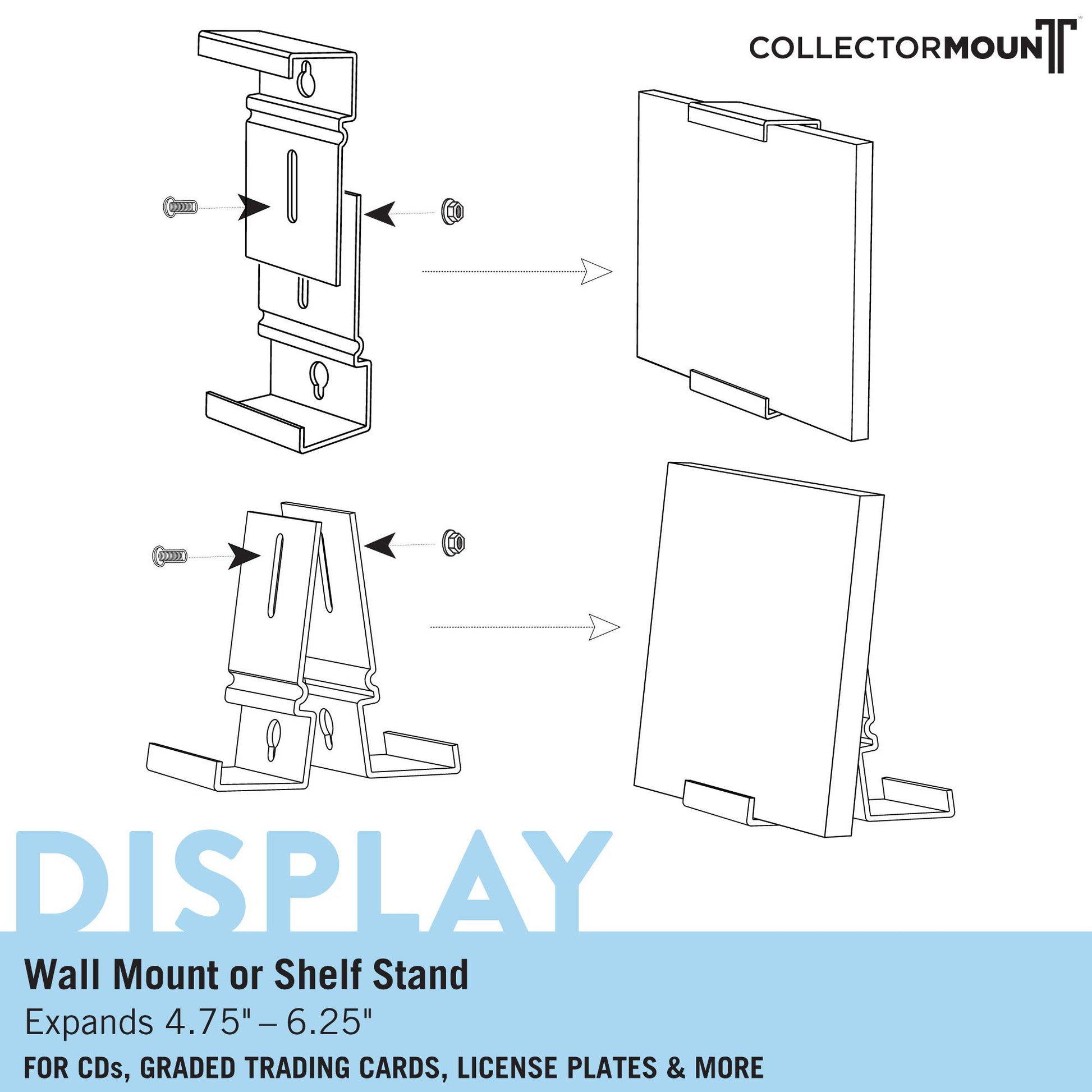 CollectorMount™ Graded Card Display, Wall Mount & Shelf Stand, 1 Pack