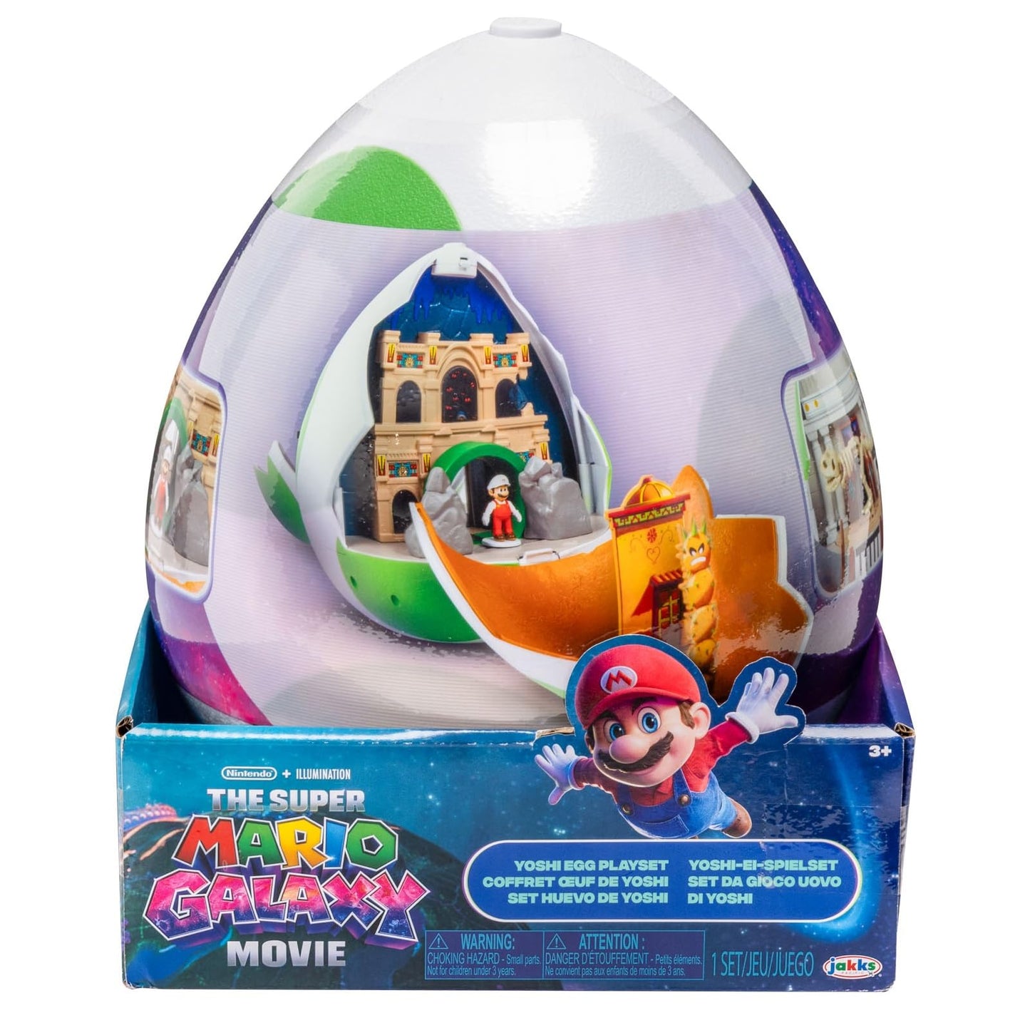 The Super Mario Galaxy Movie - 9-Inch Yoshi Egg Playset with 1.5” Yoshi and Exclusive Fire Mario Action Figures, Opens to Reveal Double-Sided Playset!