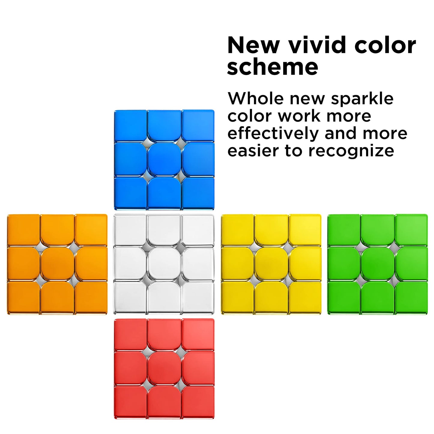 D-FantiX Magnetic Mirror Reflective Speed Cube 3x3x3 with Display Stand