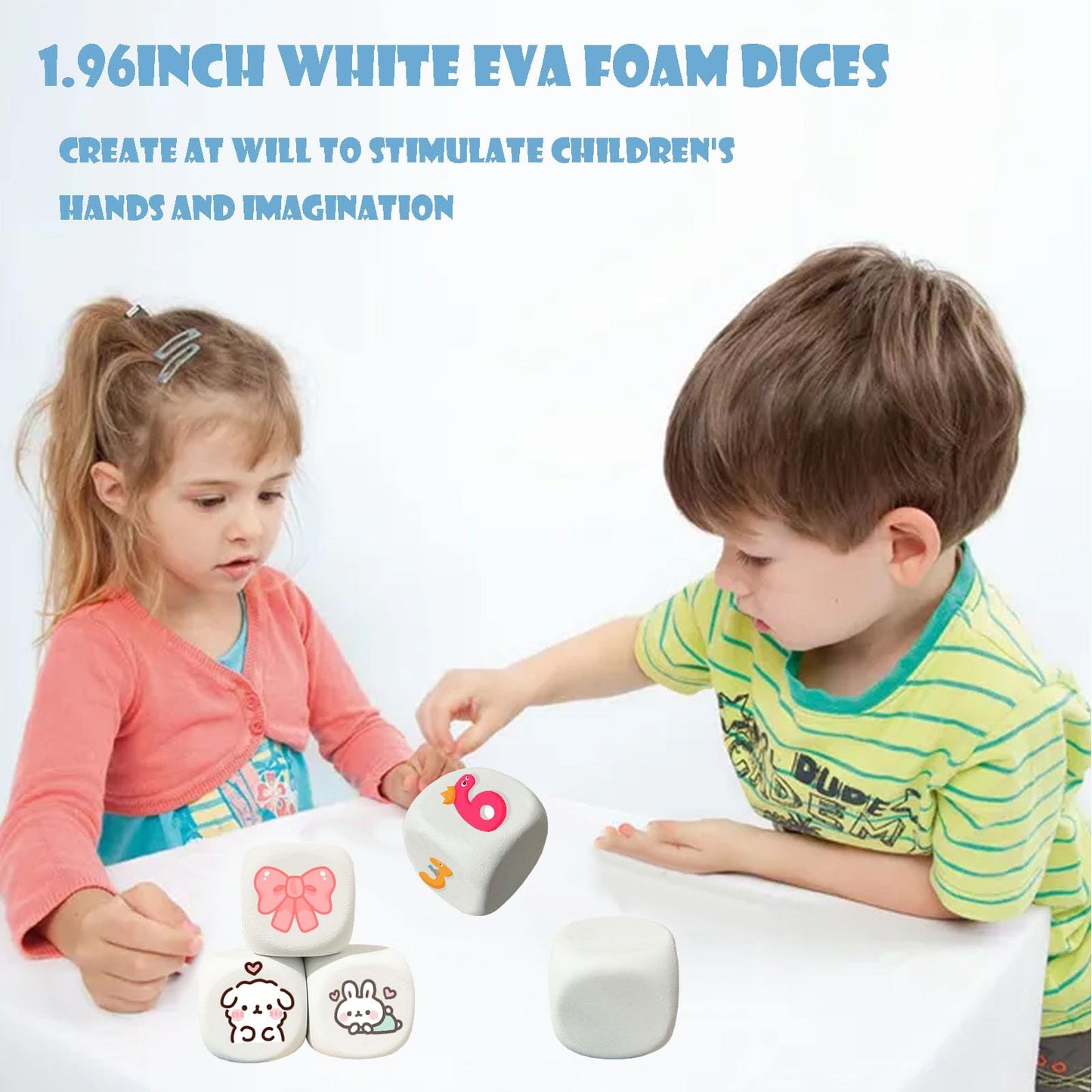 Qidiwin White EVA Foam Dices for Kids Graffiti, Building Blocks,Creative Painting,24PCS