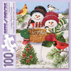 Bits and Pieces - Snow Couple Feeding the Birds Jigsaw Puzzle for Adults - Winter Holiday Scene by Artist William Vanderdasson - Festive Snowman