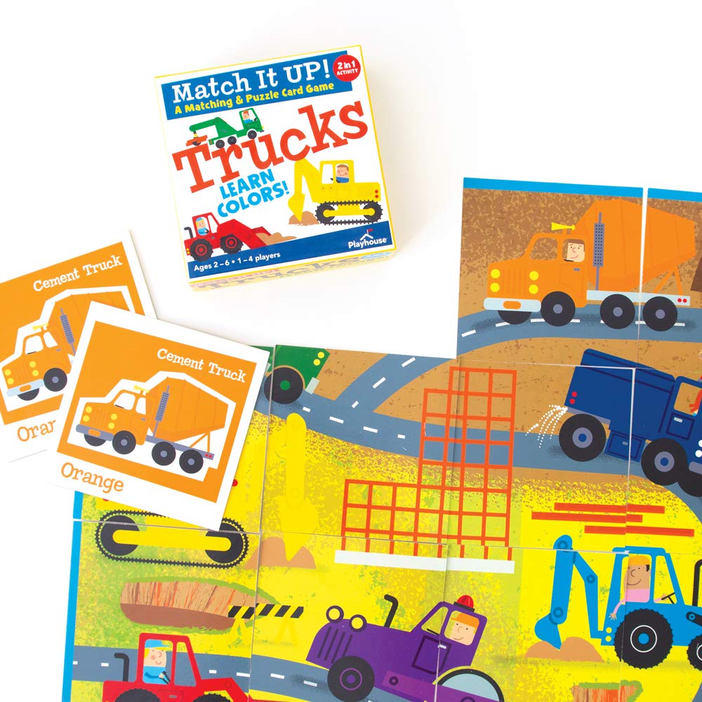 Playhouse Match it UP! Trucks Preschool Color Matching & Puzzle Card Game for Kids