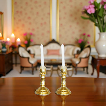 2Pcs Gold 1/12 Miniature Candle Holder Candlestick Dollhouse Accessories, Dollhouse Accessories Candlesticks Miniature Holder?0.4x0.4x1.1 inch?