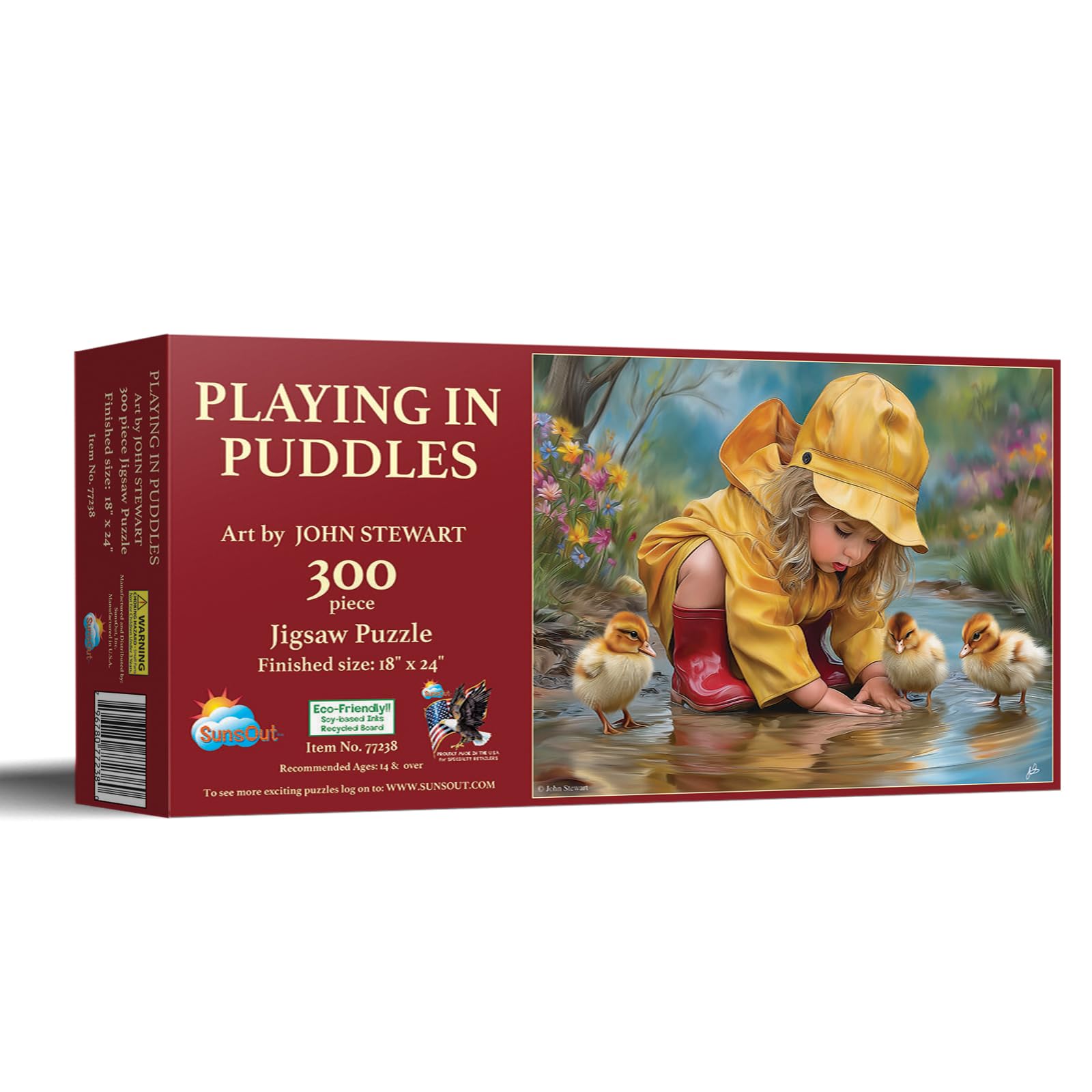 Sunsout Playing in Puddles 300 Piece Jigsaw Puzzle for Adults - Finished Size: 18" x 24" by Artist: John Stewart
