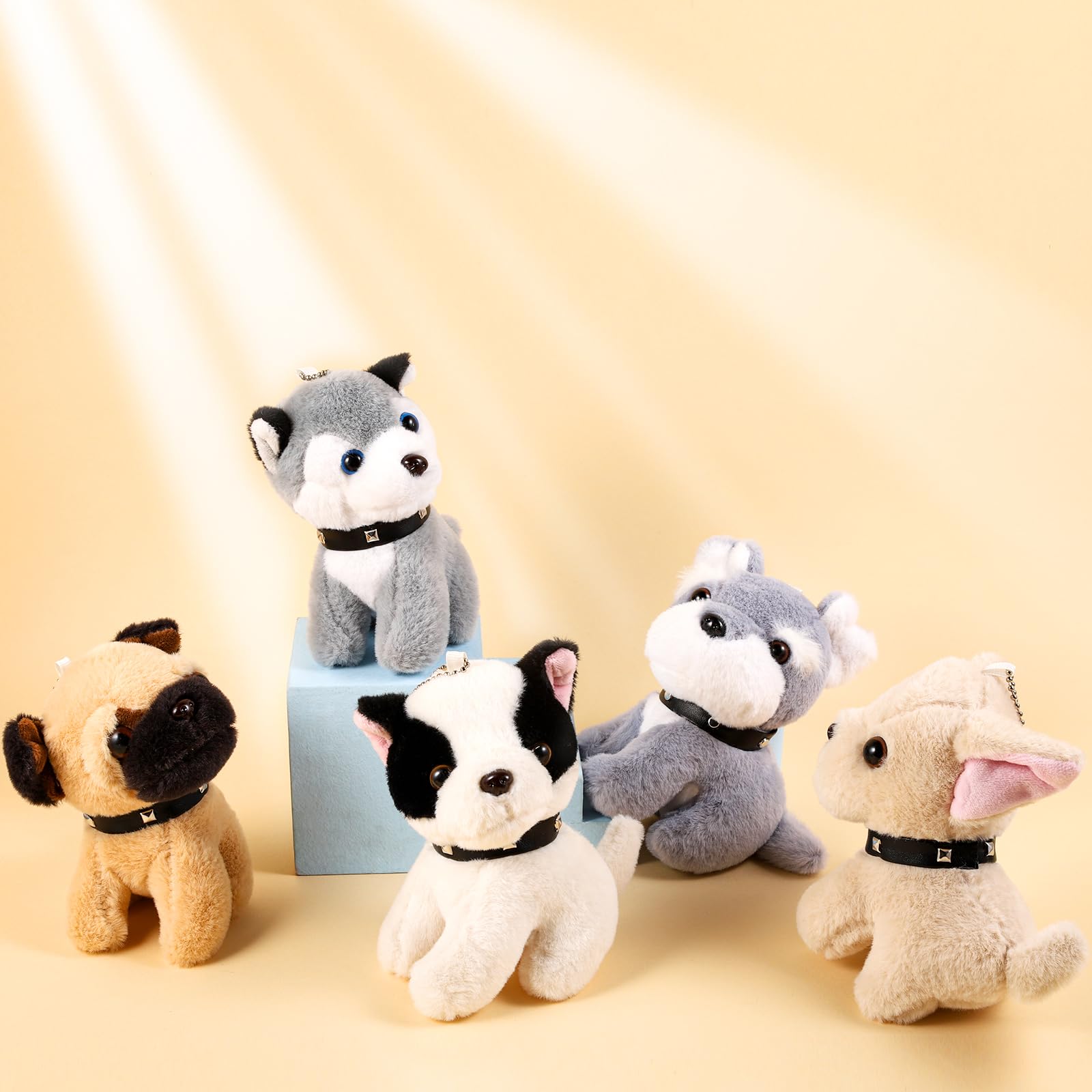 Niceup 10Pcs 4.5in Small Stuffed Animals Plush Puppies Bulk Adopt Dog Party Favors Cute Little Paw Pup Soft Plush Toys Doll for Pawty Birthday Goodie